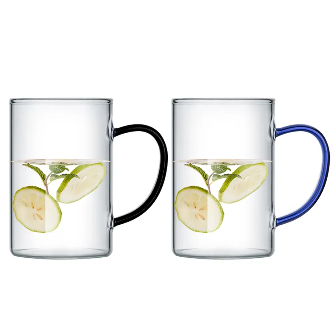 Tasses en verre COOKER KING pour usage domestique, tasses à poignée résistant à la chaleur pour salon, set de 320 ml