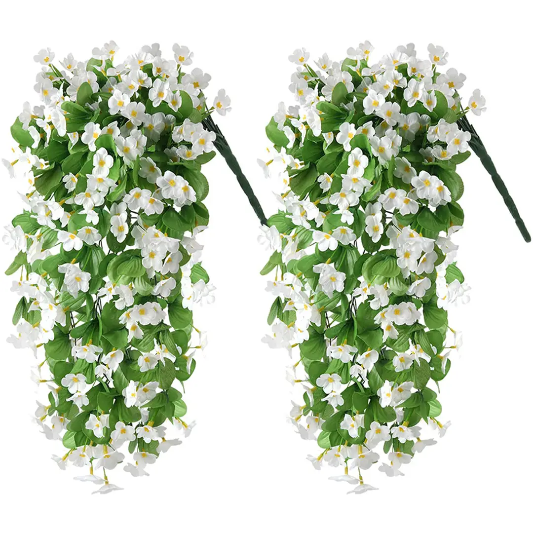 2PCS 30.7in/78cm
Artificial Fake Hanging Flowers Plants for Outdoor Spring Summer Decoration, Faux Silk Violet Look Real Trailing Vines for Outside Home Planter Porch Patio(white)