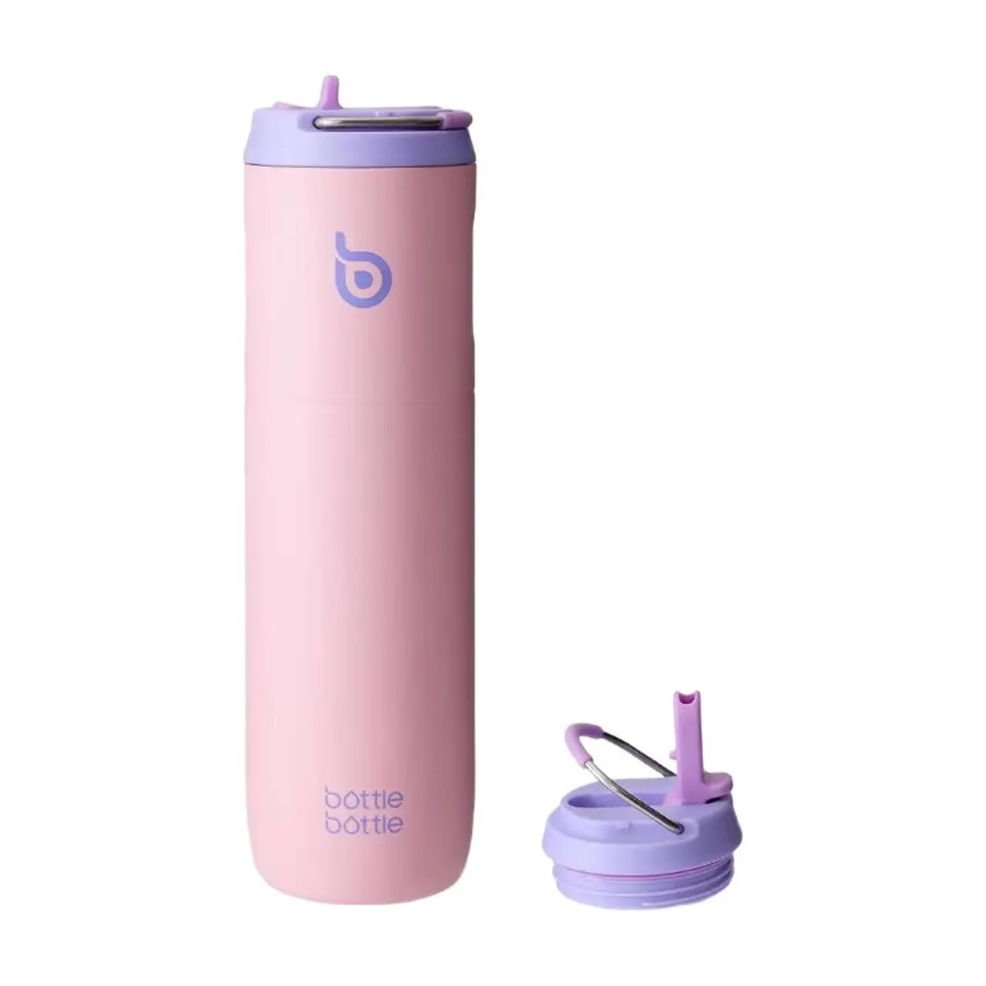 Bottle Bottle Stainless Steel Insulated Sports Water Bottle 700ml with Straw, Lid, and Handle (Peach)