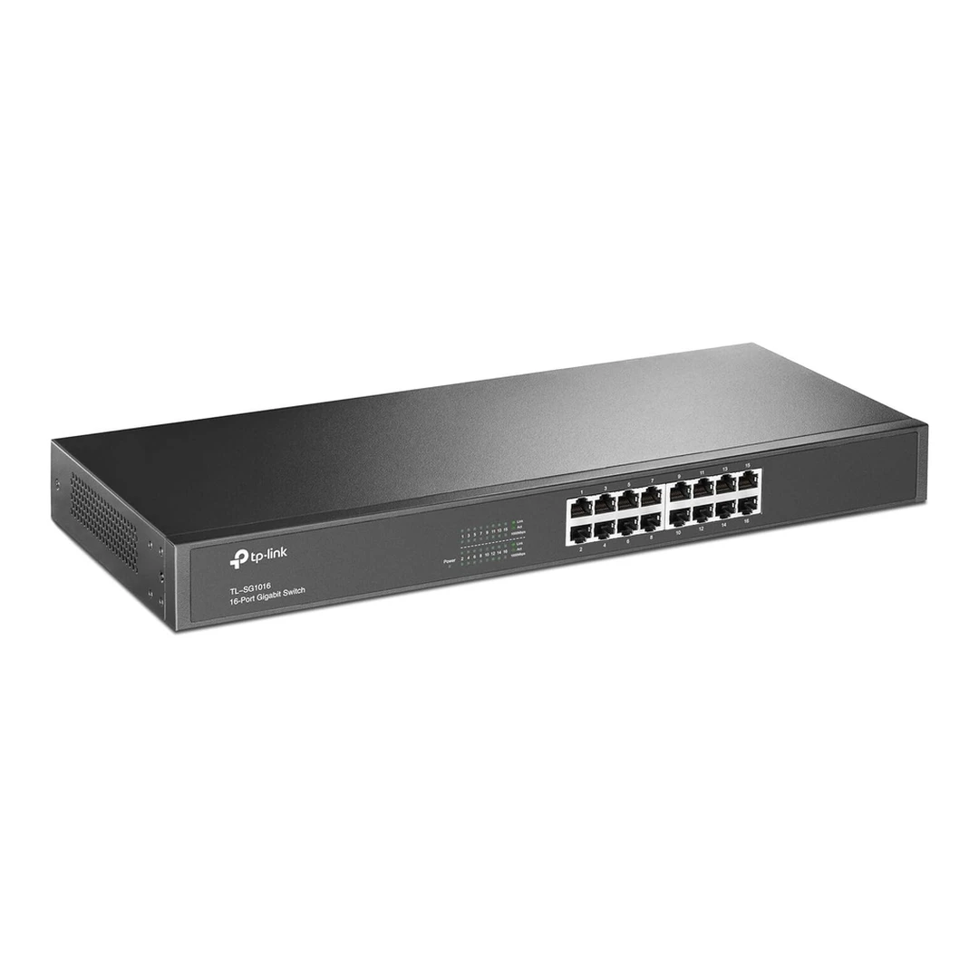 TP-LINK TL-SG1016 16-Port-Gigabit-Netzwerk-Switch (19 Zoll Rack-Montage, 16 RJ-45-LAN-Ports, Metallgehäuse, unverwaltet, Plug-and-Play) schwarz