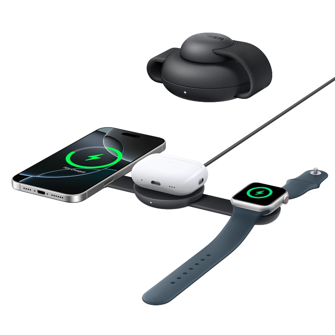 Anker MagGo kabellose Ladestation (3-in-1, klappbare Ladepfanne, schwarz)