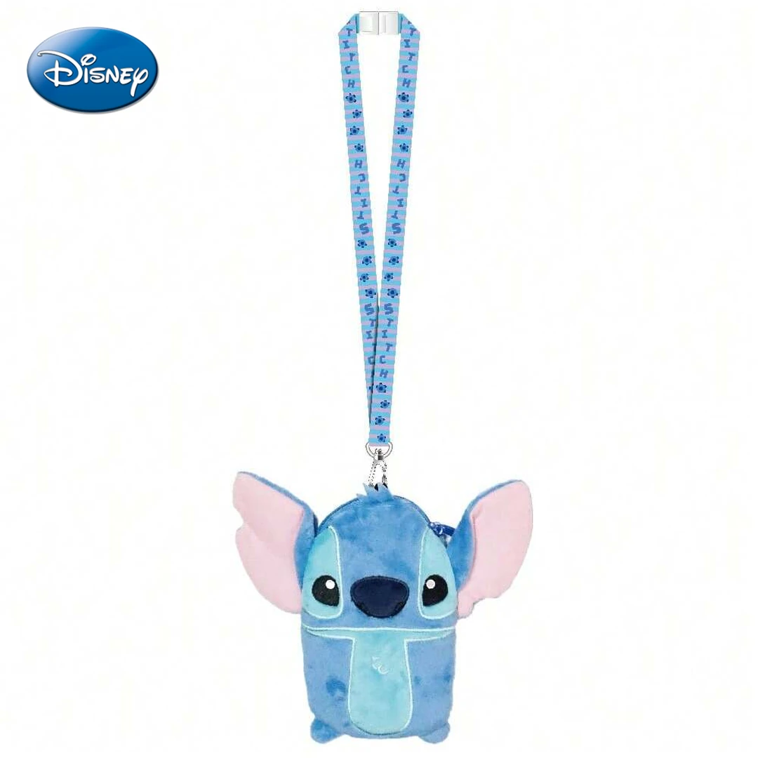 1 Stück Disney Stitch Plüsch-Lanyard-Tasche, offiziell lizenziert, niedliches weiches Plüsch, thematisiert Filme Anime Zubehör, hängende Handy-Aufbewahrungstasche Geschenk