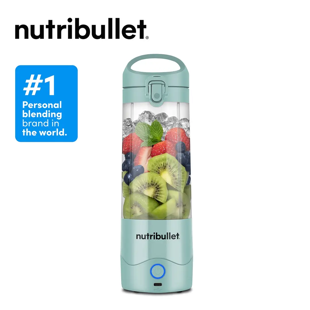 nutribullet Portable Blender - Light Blue, 475ml Cup, Powerful Extractor Blade, To-Go Lid, USB-C Charging Cable, 15+ Blending Cycles