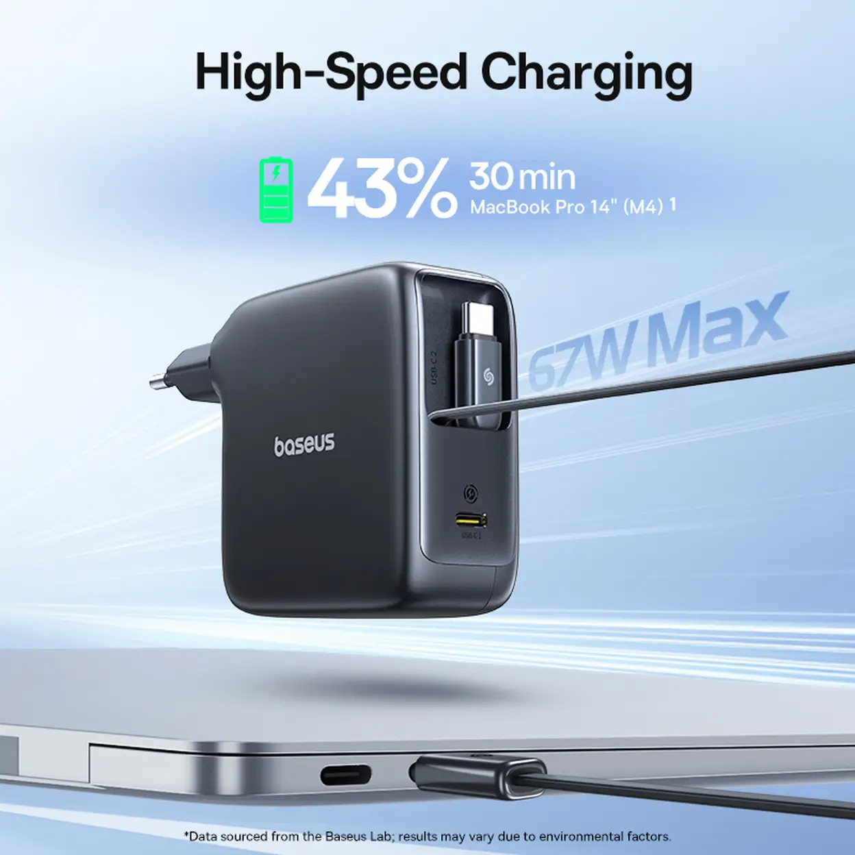 Baseus EnerCore CJ21 3C 67W chargeur avec deux câbles rétractables Interstellar Black, compatible avec la série iPhone 18, iPhone 18 Pro/Pro Max/Duo