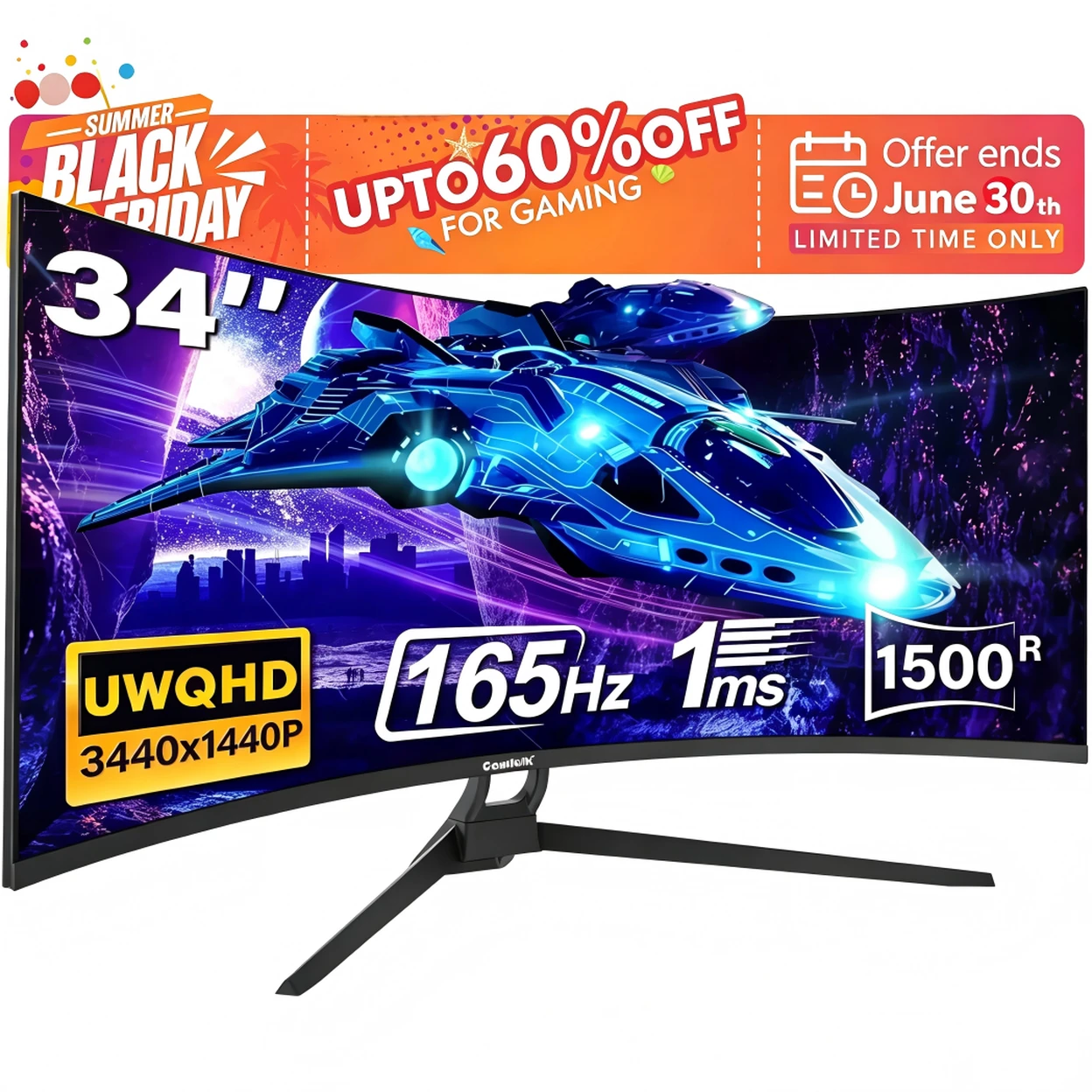 Écran PC 34" incurvé UWQHD 165 Hz