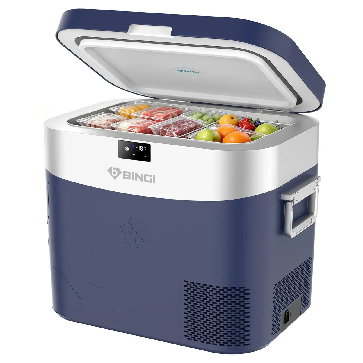 BINGI 22 L Kompressor-Kühlbox tragbar, 12/24 V DC Auto-Gefrierbox elektrisch mit Schnellkühlung, Mini-Reisekühlschrank für LKW Wohnmobil Camping Picknick Zuhause - Blau | Auto-Elektrogeräte