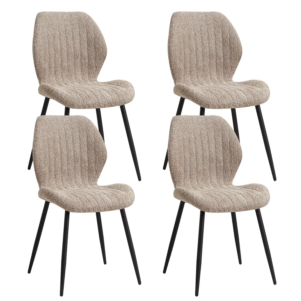 GrandCA HOME Esszimmerstühle 4er-Set Stück , Skandinavische Küchenstühle mit Metallbeine, Retro-Design, Leinen, Belastbar Braun | Esszimmerstühle & Bänke
