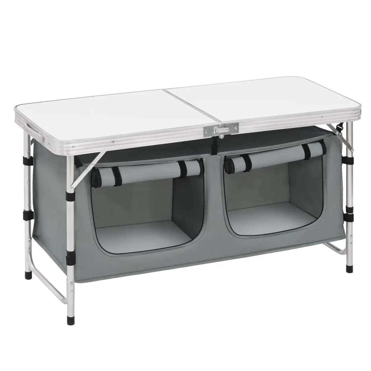WOLTU faltbarer Camping-Schrank Alu Campingtisch höhenverstellbar mit Stauraum, Outdoor Campingmöbel Klapptisch Gartentisch f | Gartenmöbel & Zubehör