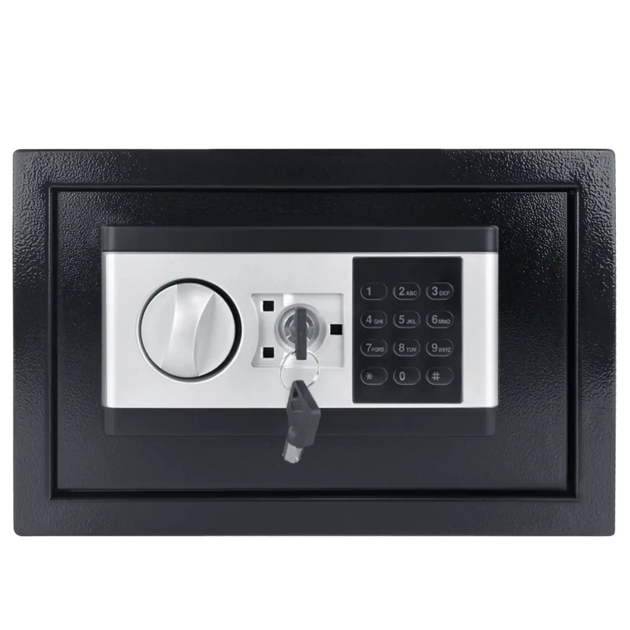 Mini Tresor Möbeltresor für Zuhause, Hotelsafe aus Eisenstahl mit Digitalpasswort, 2 Sicherheitsschlüssel, Batteriebox und Alarmfunktion S