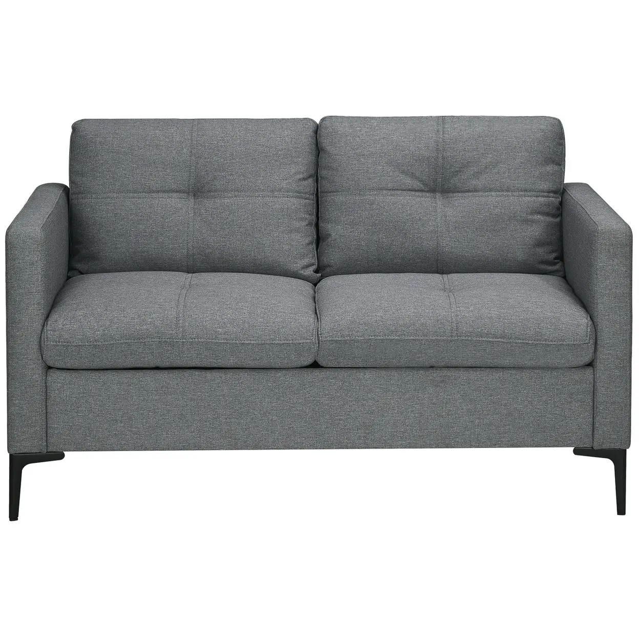 HOMCOM 2 Seater Sofa for Living Room, 133cm Loveseat Sofa, Modern ...