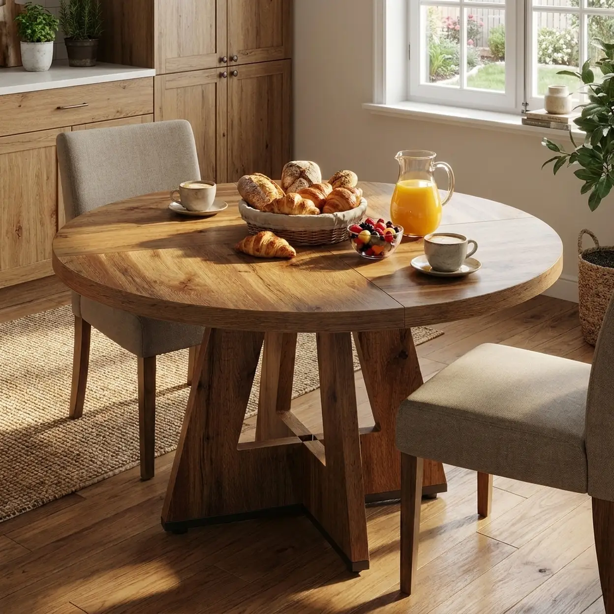 Runder Esstisch, 120 cm Küchentisch für 4 Personen, Landhausstil, für Esszimmer, Küche & Wohnzimmer (Stühle nicht im Lieferumfang enthalten) | Esstische