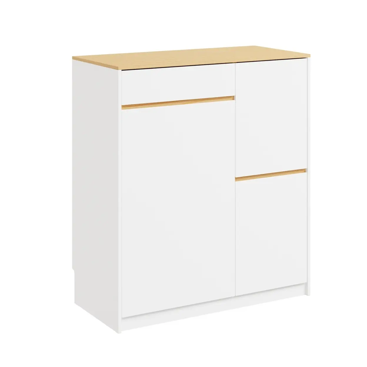 SoBuy FSB111-WN Küchensideboard Küchenschrank Küchenaufbewahrung Weiß mit 3 Schubladen 2 Regalböden Nordic 80x38x90 cm White | Küchenvorratsschränke