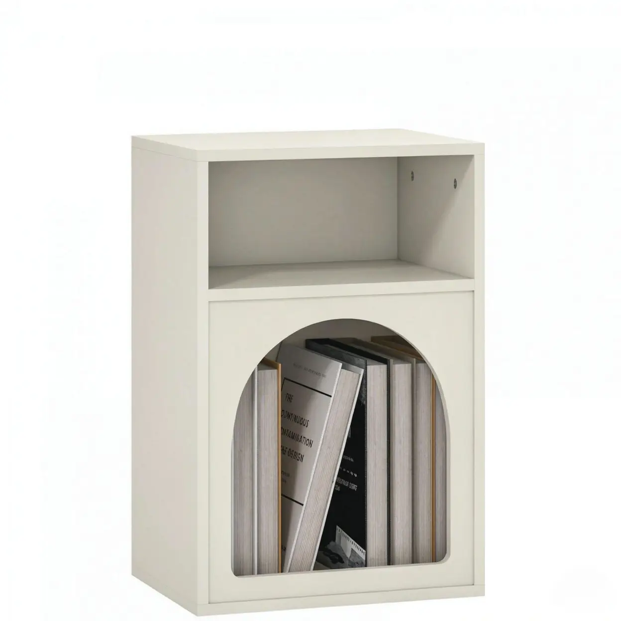 Nachttisch mit offenen Ablagefächern, modern gebogenes Design, Beistelltisch für das Schlafzimmer(nur mit 1pcs Nachttisch) | Nachttische