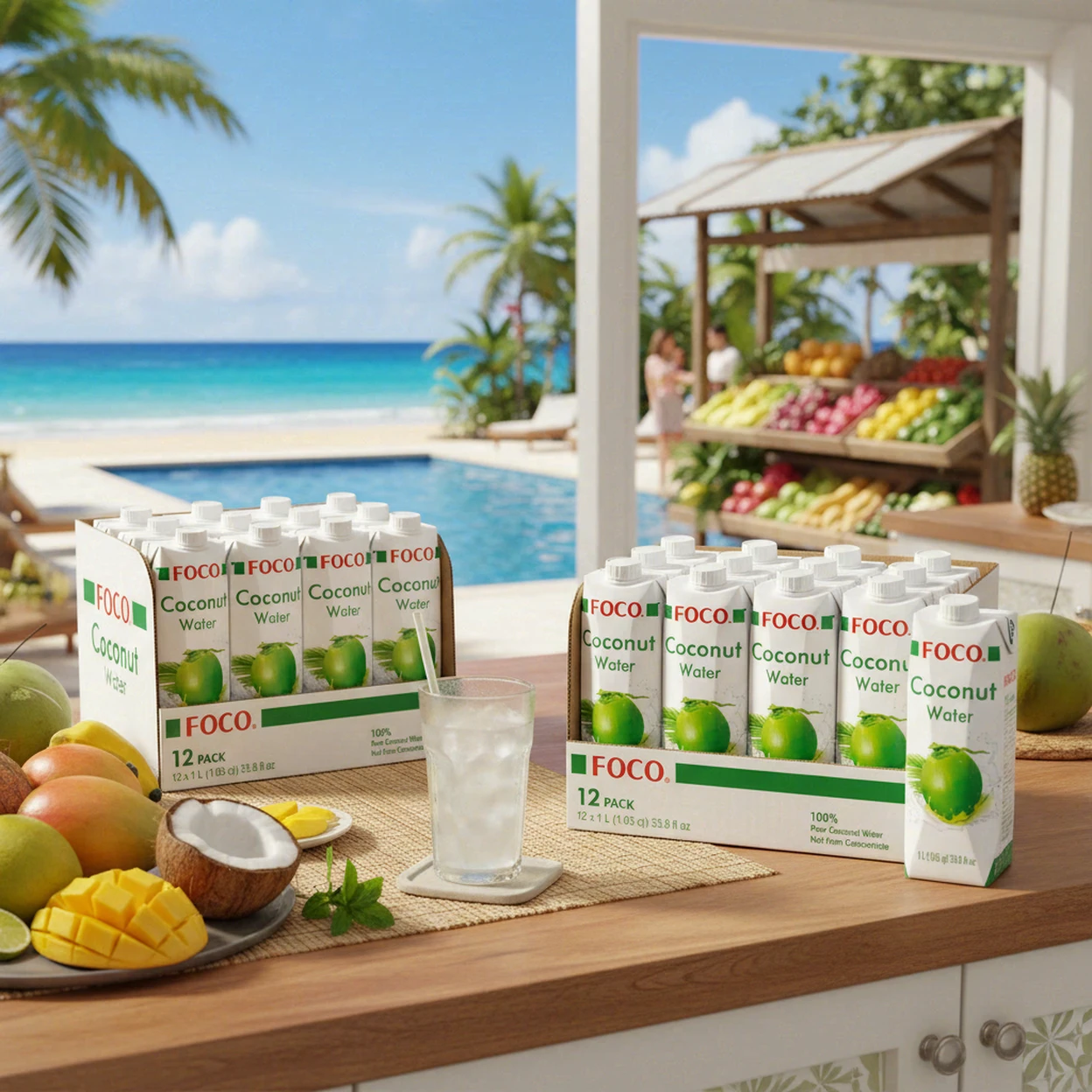 Foco 100% Natural Coconut Water UHT 12 x 1L | Joybuy