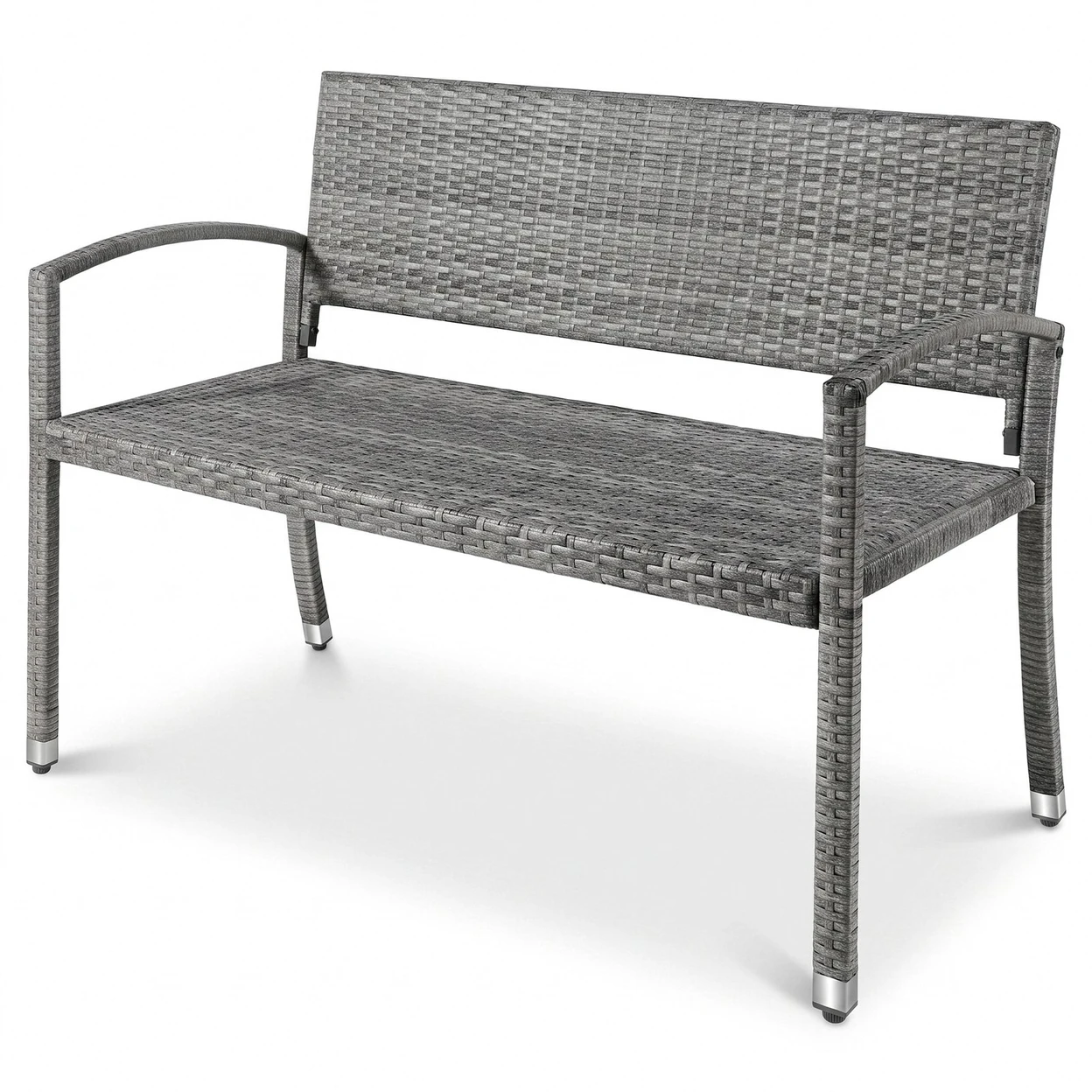 2-Sitzer Outdoor-Polyrattan-Bank, wetterfeste Gartenbank für Balkon & Terrasse, 122x60x85 cm, Grau Grau | Gartenmöbel & Zubehör