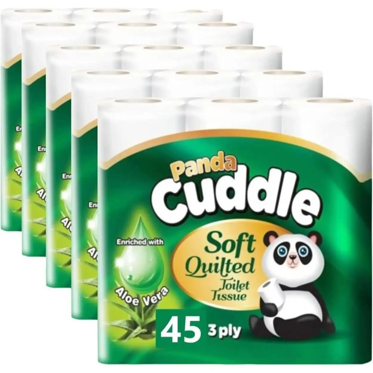 Cuddle Tissue Panda Cuddle Toilet Tissue 3-ply 5x9 Pack (45 Rolls) Aloe Vera | Toilet ...