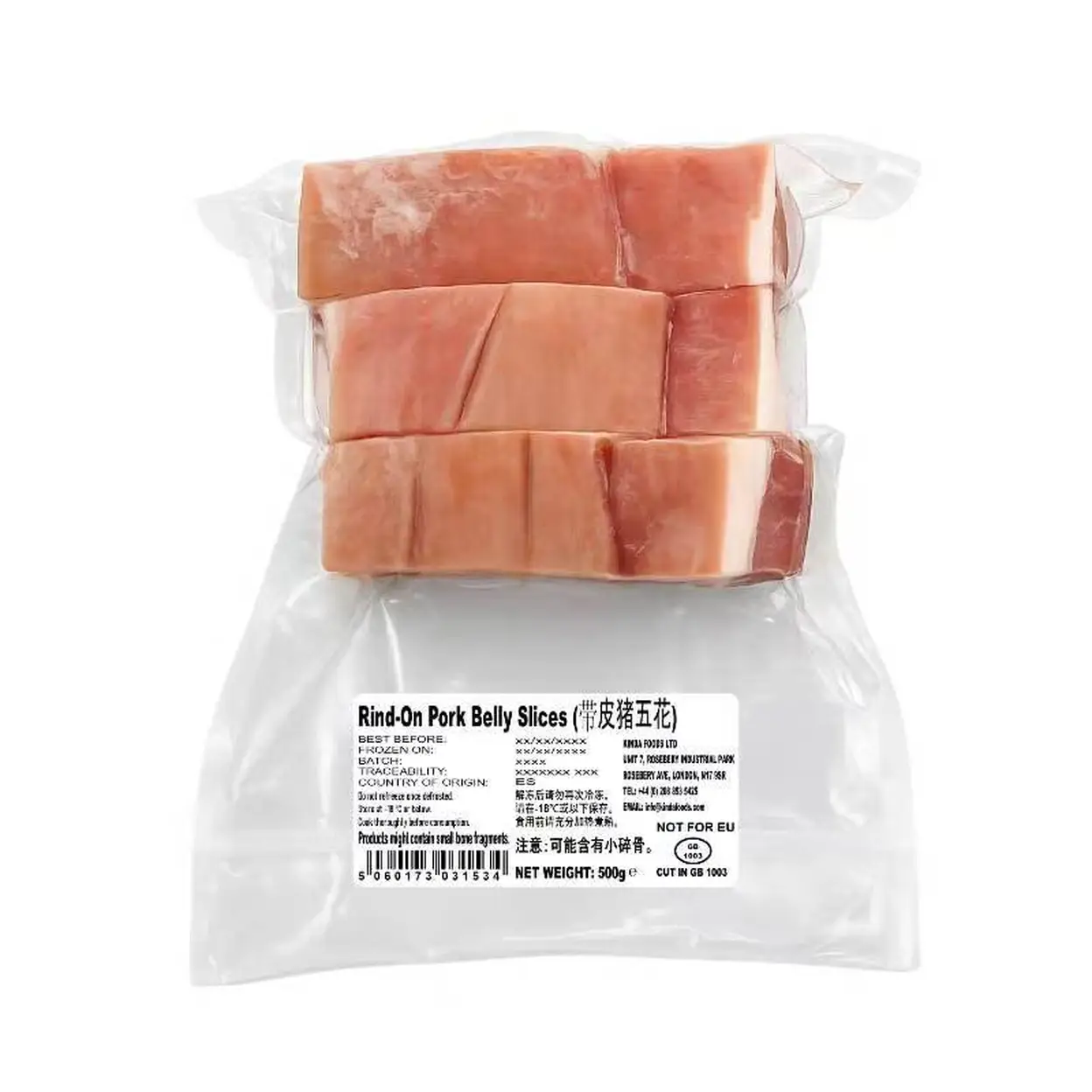 Kinda Spanish Rind-On Pork Belly Slices 500g | Frozen Meat & Poultry ...