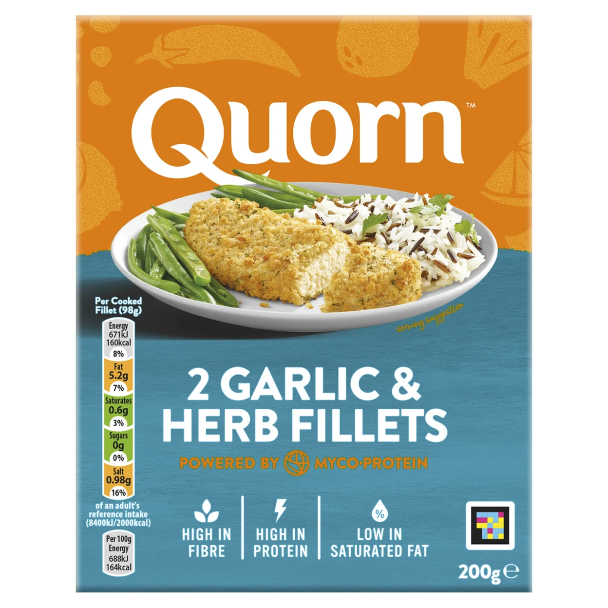 Quorn Garlic & Herb Fillets 2x100g | Frozen Vegetarian & Vegan | Joybuy