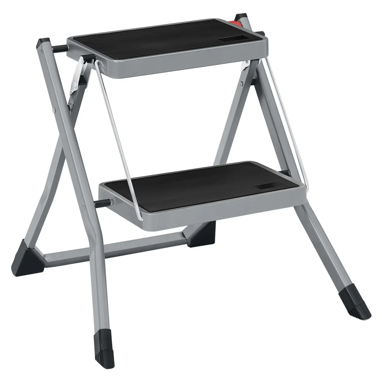 JOYFURNOS 2-traps ladder zwaar opvouwbaar opstapje met antislip treden 150 kg draagvermogen 55 x 50 x 4,5 cm grijs
