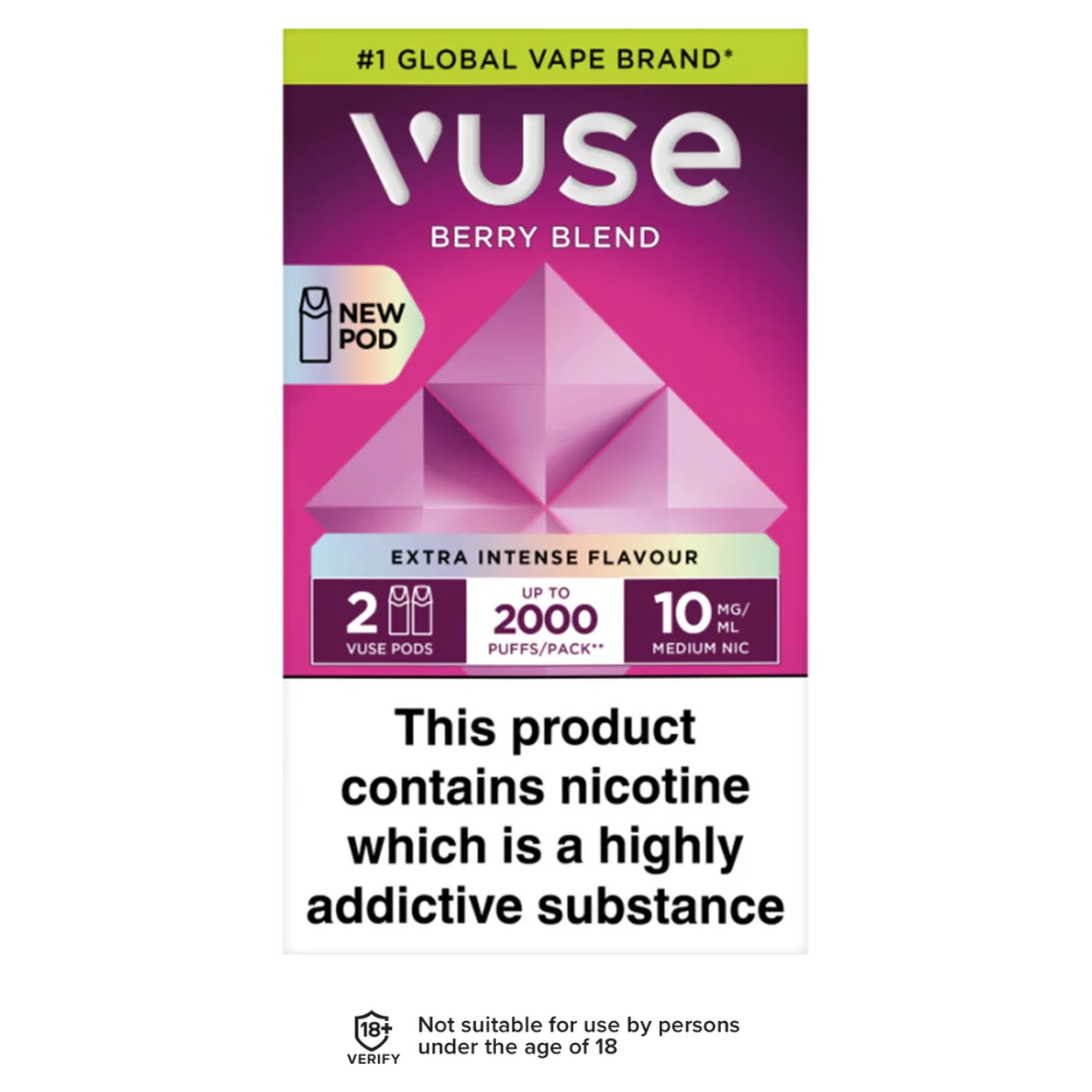 vuse 10mg pods Pod Berry Blend Vpro | Vuse E-cigarettes | Discover portable vape device Color:Aqua
