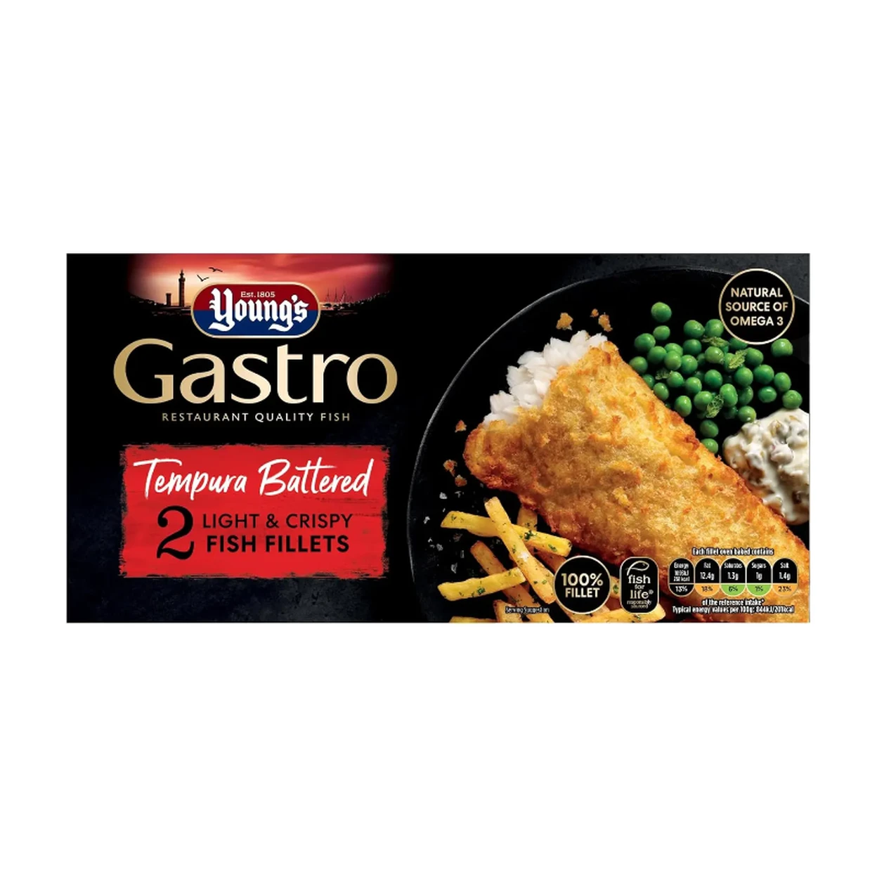 Young's Gastro Tempura Battered 2 Light & Crispy Fish Fillets 270g ...