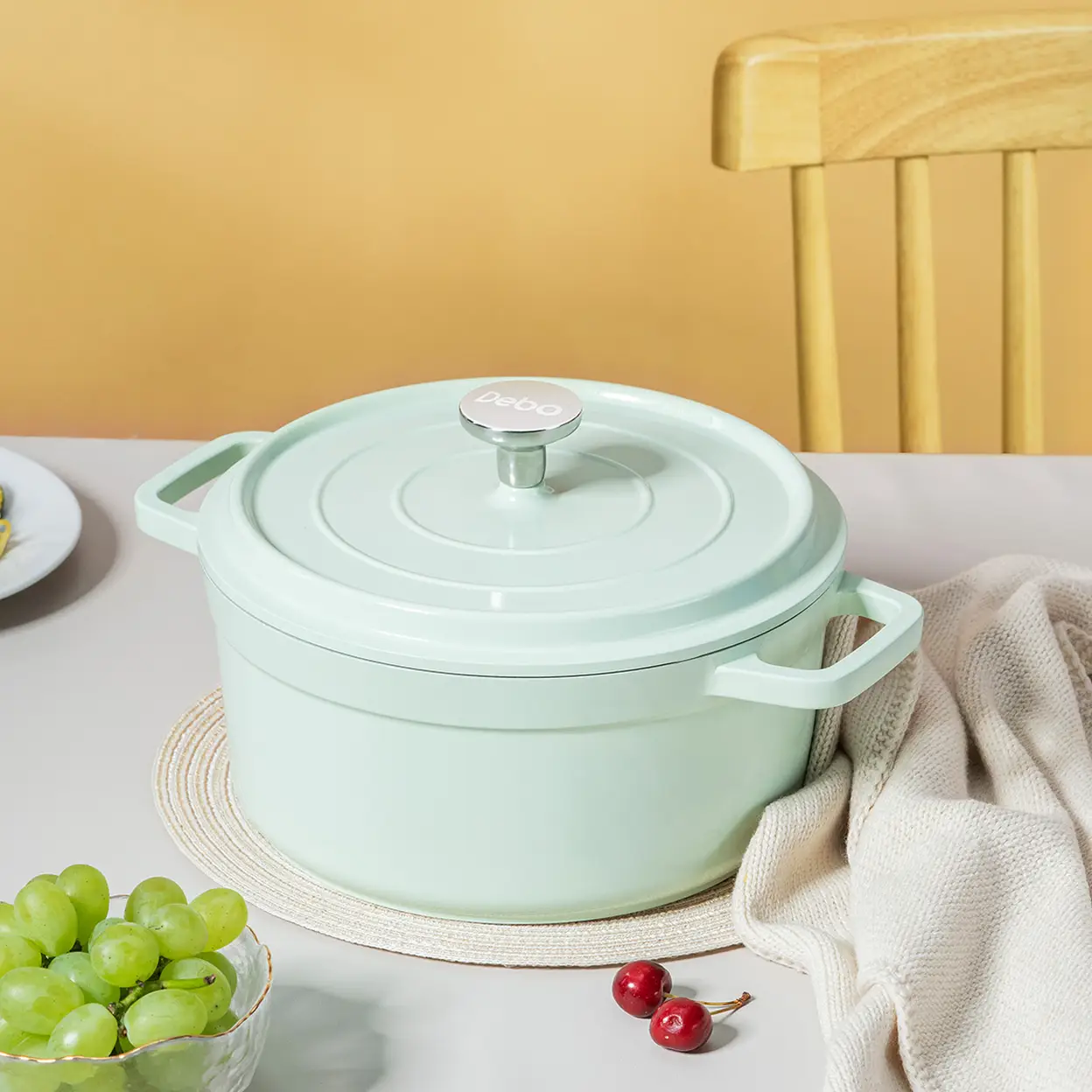DEBO Enamel Stew Pot, one-piece seamless pot body, composite pot bottom ...