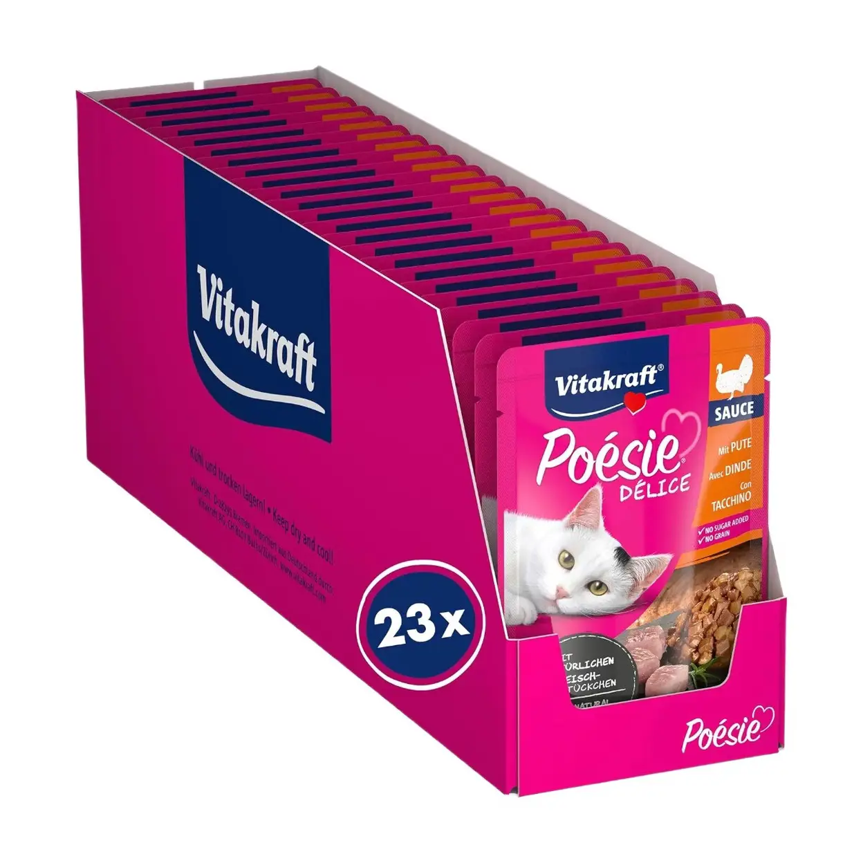VITAKRAFT Posie Dlice, Nassfutter Katze, Katzennassfutter in Sauce, mit  Pute, Vorratspackung, ohne Zusatz von Zucker und Getreide (23x 85g) |  Futter | Joybuy
