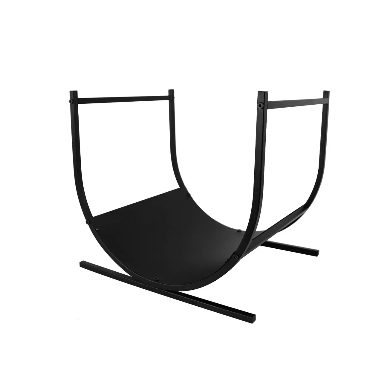 LZQ Kaminholzkorb Metall U-form, großer Brennholzkorb für Kamin, 45x38x40cm schwarz | Zubehör für Außenkamine