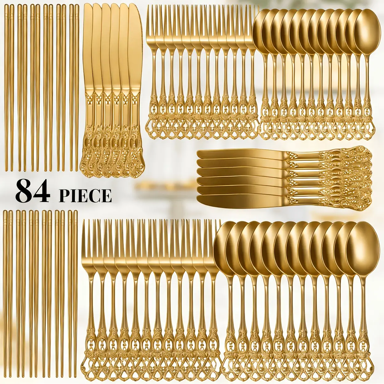 Gold Besteck Set für stilvolle Tafeln
