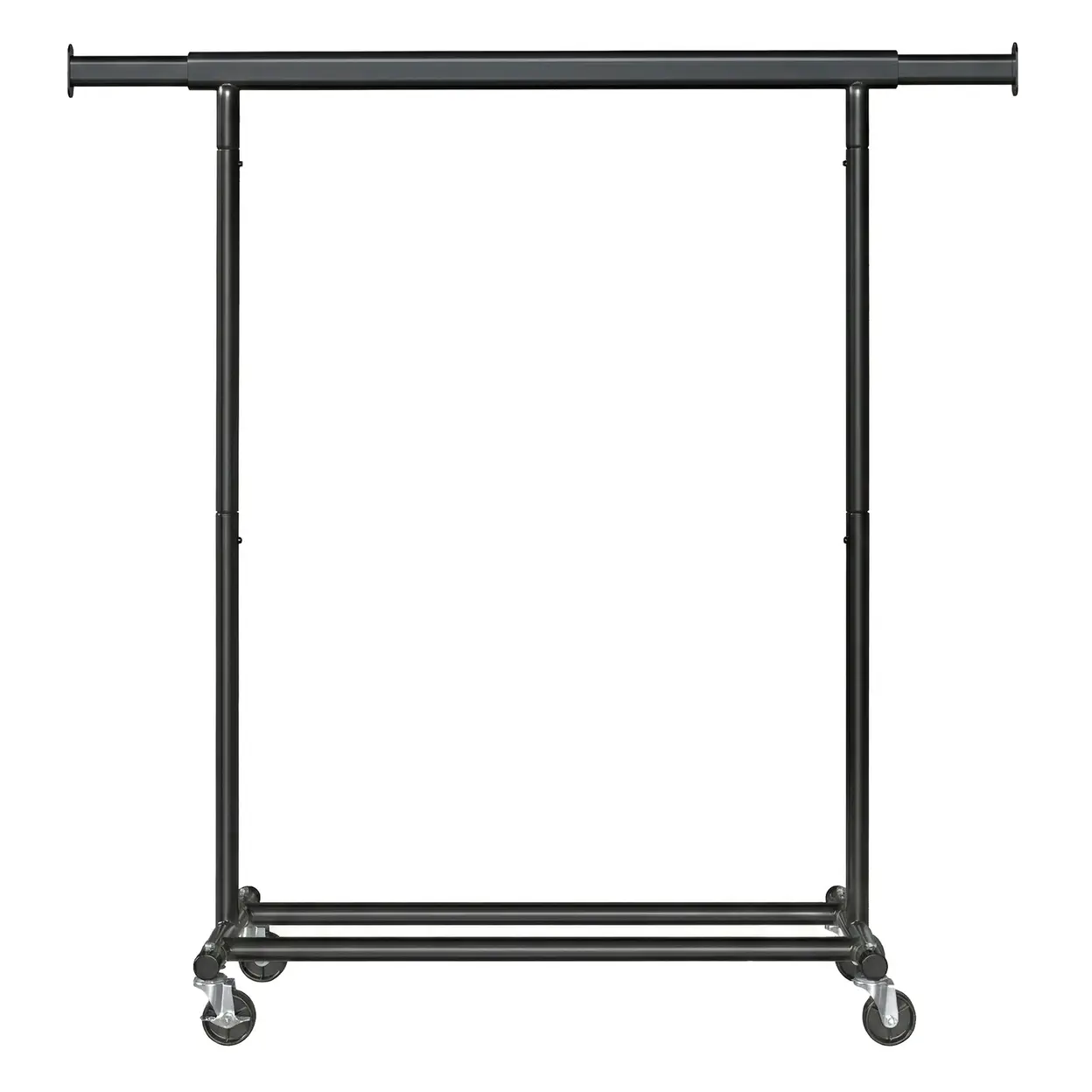 JOYFURNOS Kleiderständer auf Rollen, Robuste Kleiderstange, 45 x (92-132) x 161,5 cm, mit ausziehbarer Hängestange, 100 kg Belastbarkeit, Tragbar, Schwarz | Kleider- & Schrankaufbewahrung