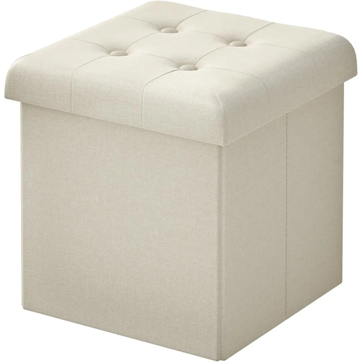 WOLTU Aufbewahrungs-Ottomane, Faltbarer Hocker mit Deckel, Fußhocker Faltbarer Hocker Aufbewahrungswürfel, für Wohnzimmer Schlafzimmer, 30x30x30 cm, Beige | Sofas, Sessel & Hocker