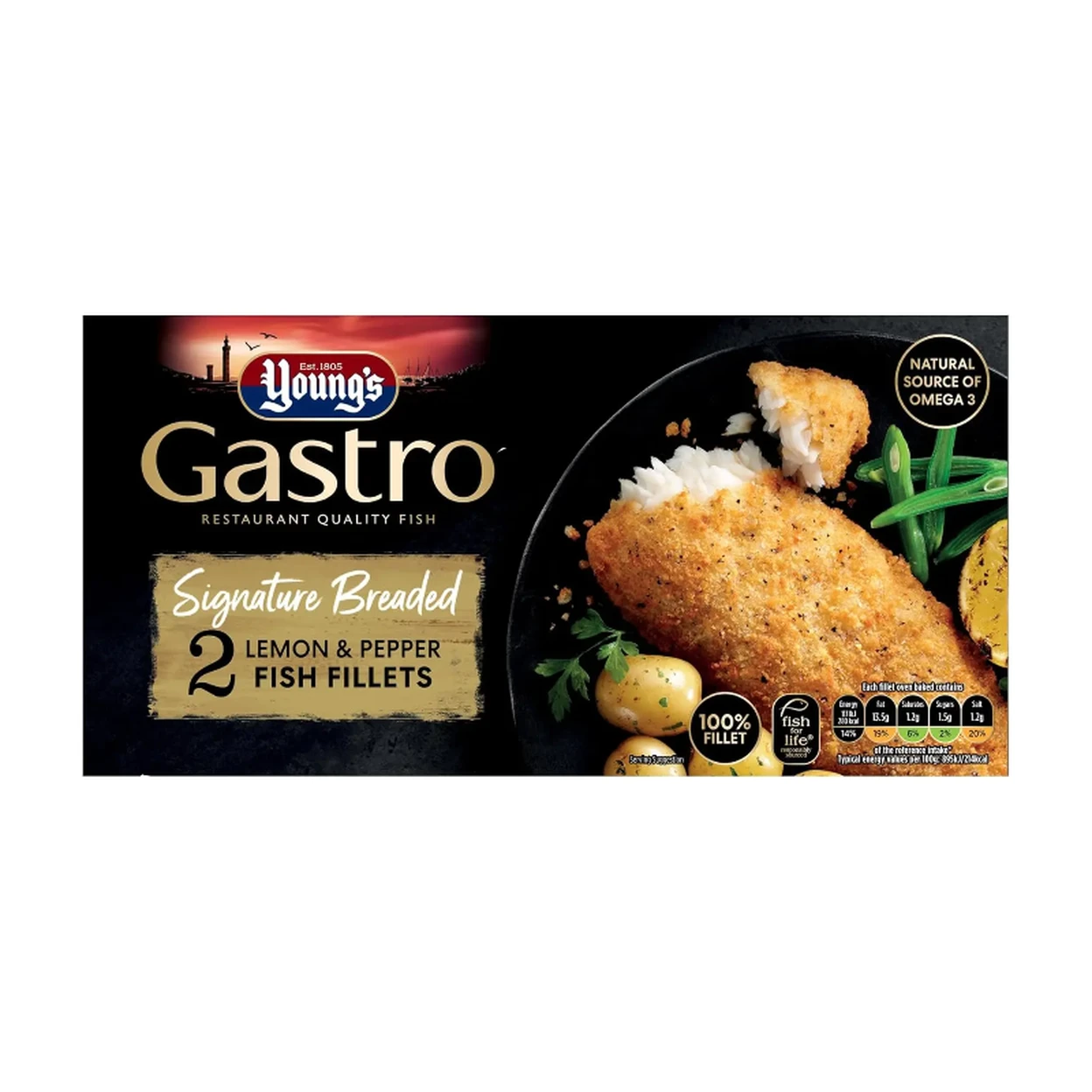 Young's Gastro Signature Breaded 2 Lemon & Pepper Fish Fillets 270g ...