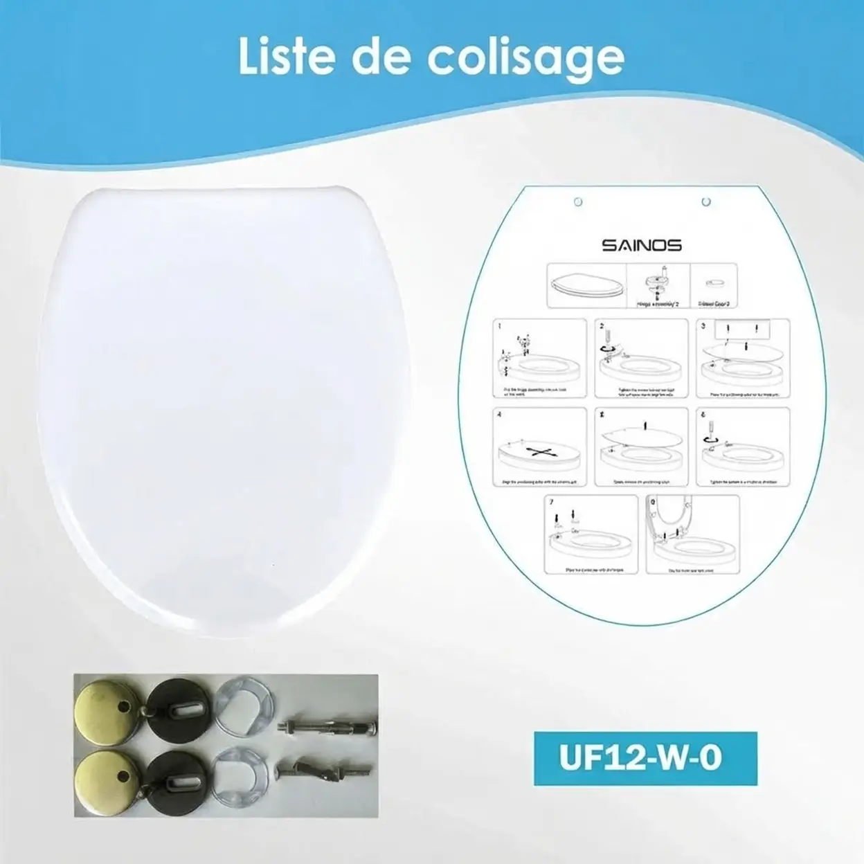 HomSeat Abattant WC en forme de O de qualité supérieure avec fonction d’arrêt en douceur – Fabriqué en plastique de haute qualité, 44.6 x 37.3  cm, 1 ensemble