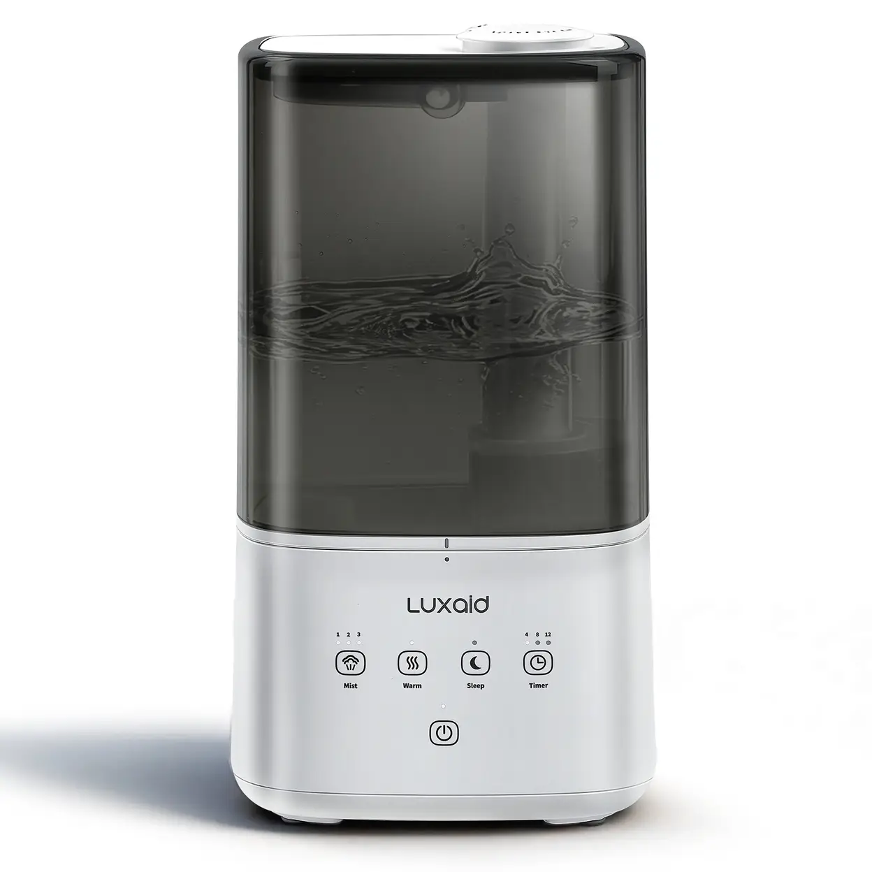 Luxaid 6L Kalt- und Warmnebel-Luftbefeuchter für große Räume, Befüllbarer Wassertank von oben, Touch-Steuerung, 4/8/12-Stunden-Timer, 20 dB ultra-leiser Schlafmodus, 360°-Nebeldüse, Aromatherapie für das Schlafzimmer