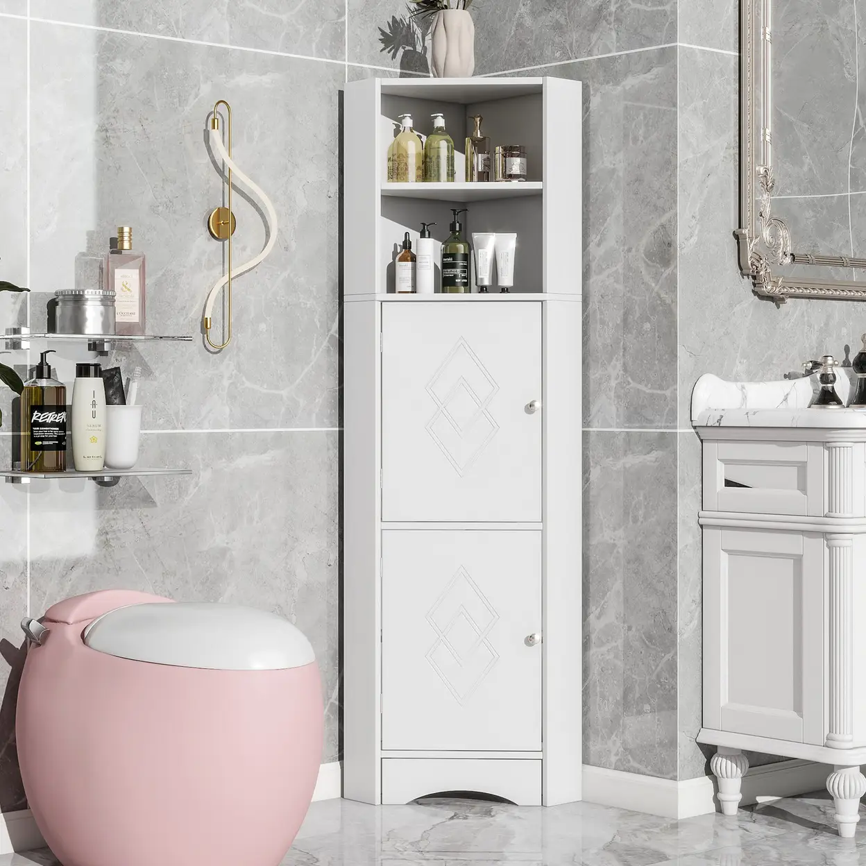 Badezimmer Eckschrank hängend