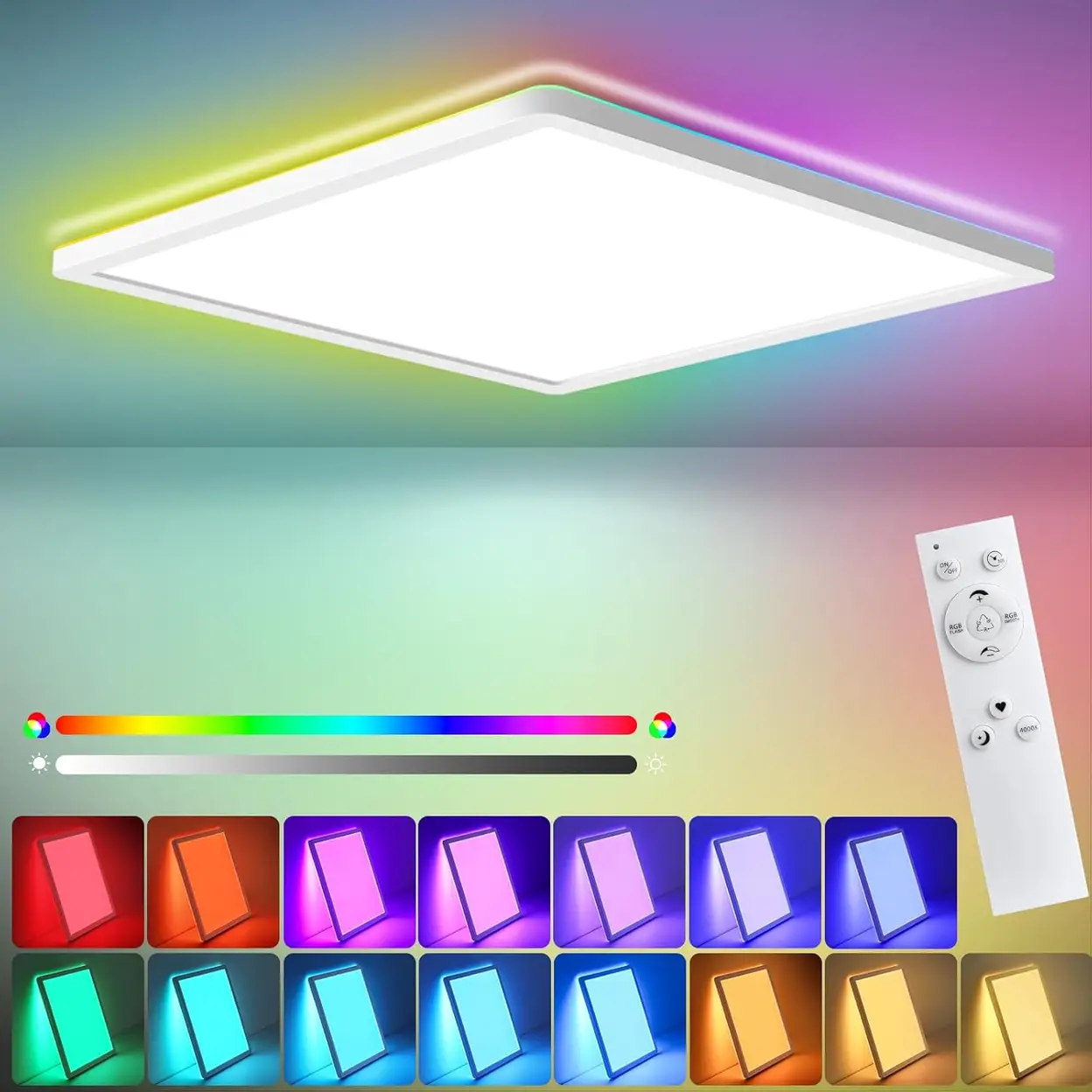 REALITY Leuchten LED Deckenleuchte »Joleen« LED-Board 1 Stk. Farbwechsler 35 cm mit RGB Backlight, Starlight-Effekt, inkl. Fernbed., Dimmer