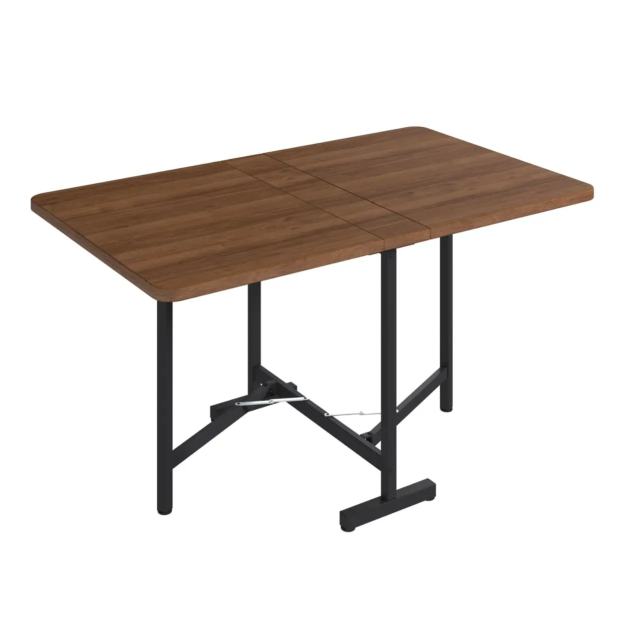 Esstisch 120x80cm, ausziehbar/faltbar, modern-minimalistisch, Legierungsstützen, Walnussfarbe – platzsparend | Esstische