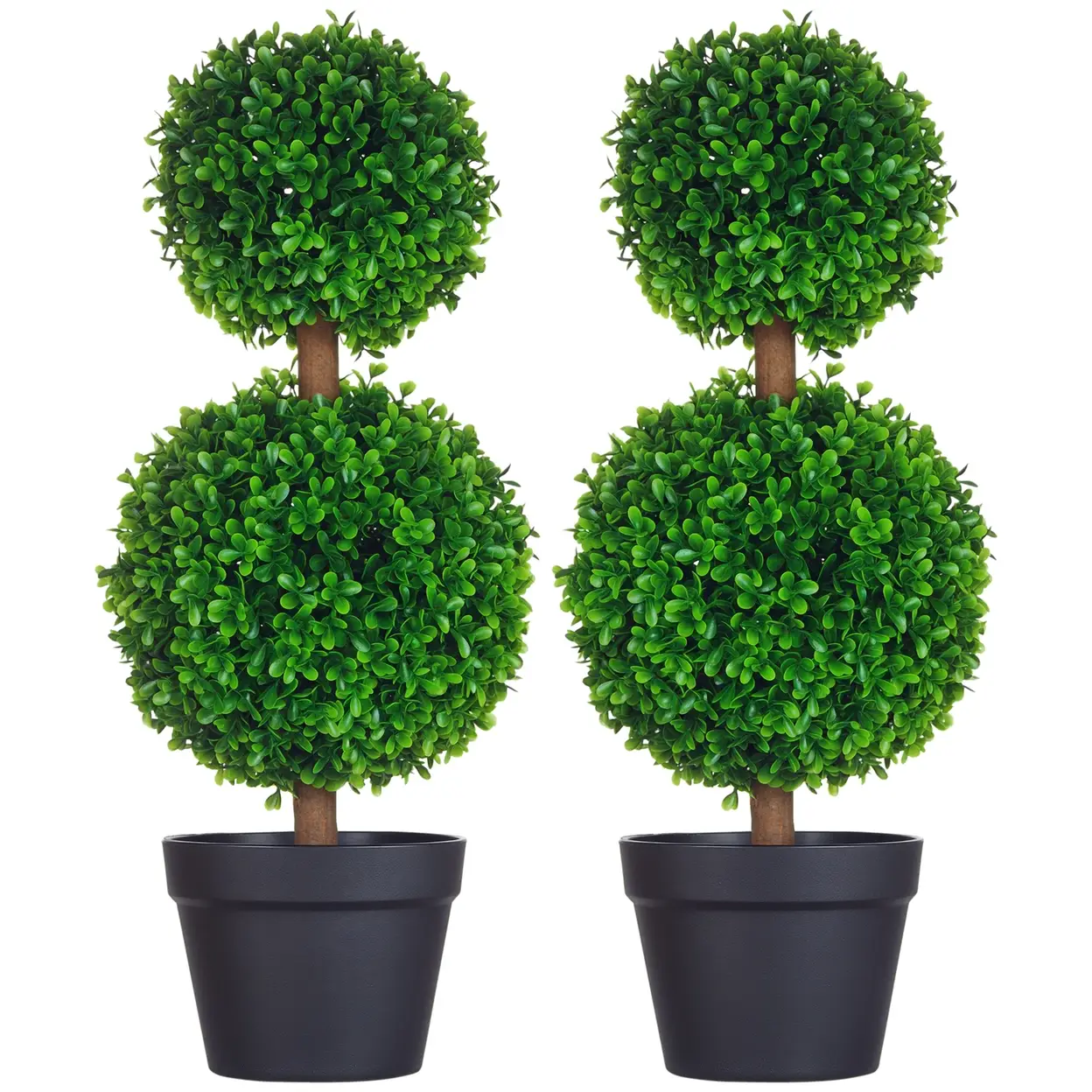 HOMCOM 2er-Set Knstlicher Buchsbaum gro 60 cm, UV-bestndige Kunstpflanze,  Plastik Knstliche Pflanzen im Topf, Kunstbaum, Fake Plant wie echt fr  Wohnzimmer Schlafzimmer Bro Garten Deko Geschenk | Knstliche Blumen &  Pflanzen |