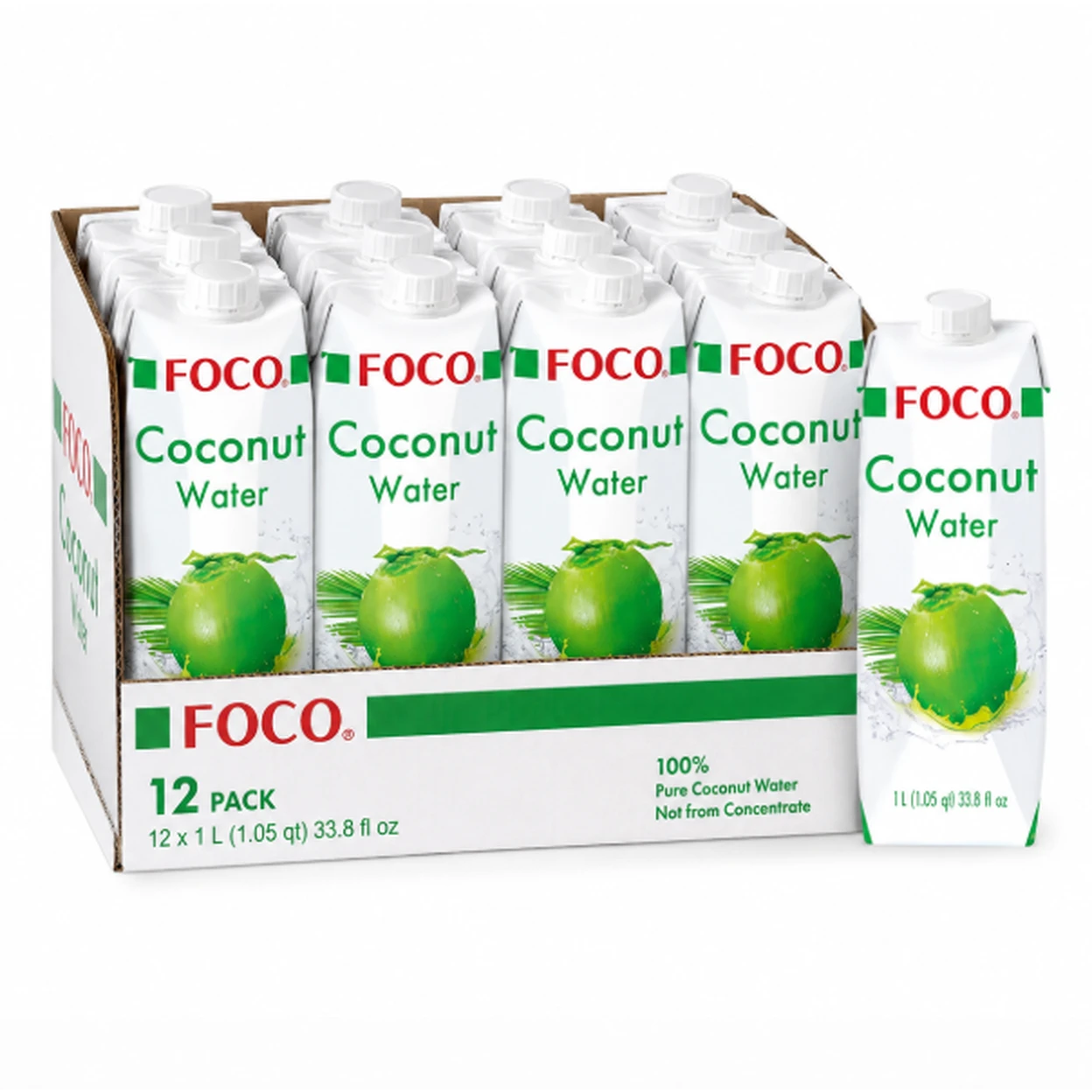 Foco 100% Natural Coconut Water UHT 12 x 1L | Joybuy