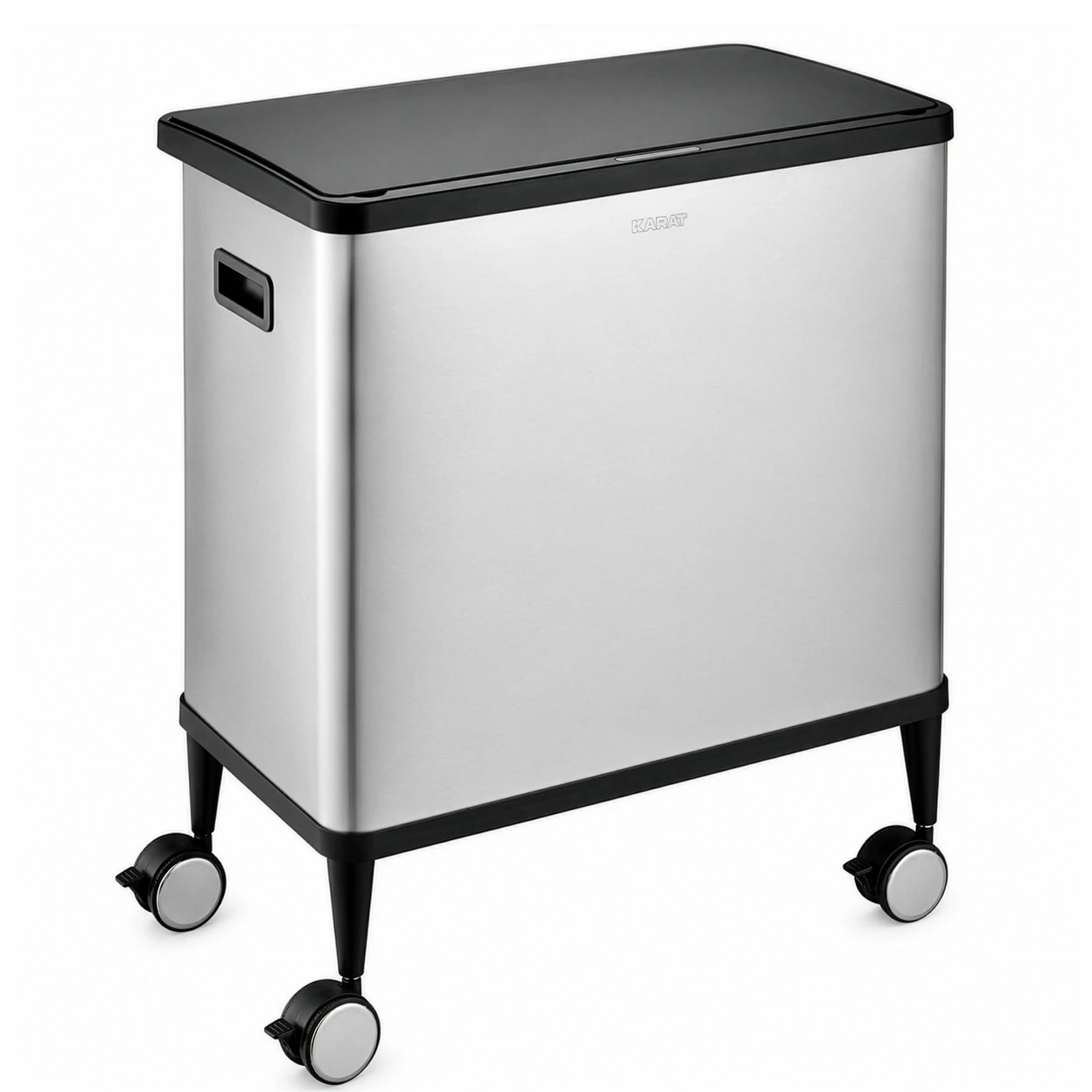 Floordirekt Tyler Sensor-Mülleimer - 2 x 24 L Doppelter Recyclingbehälter, Edelstahl, Rollen mit Bremsen | Mülleimer