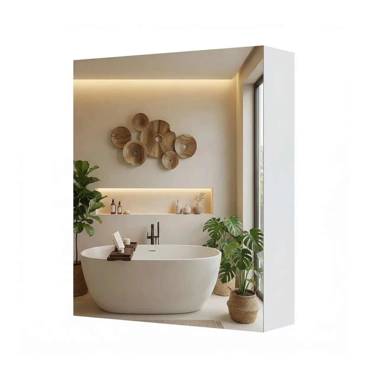 VASAGLE Spiegelschrank, Badezimmerschrank, Aufbewahrungsschrank, fürs Badezimmer, wolkenweiß 13 x 50 x 60 cm 1 Türen | Aufbewahrungsschränke