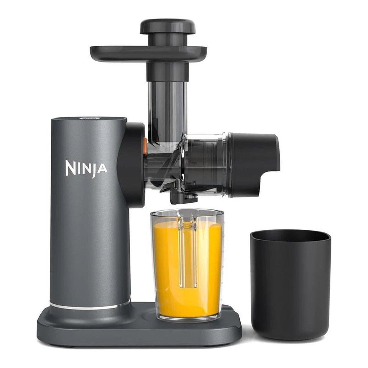 Ninja Kaltpress-Entsafter JC151EU, für Obst/Gemüse, mit 700ml-Becher, 1.1L Tresterbehälter, kompakt, spülmaschinengeeignet, grau | Entsafter