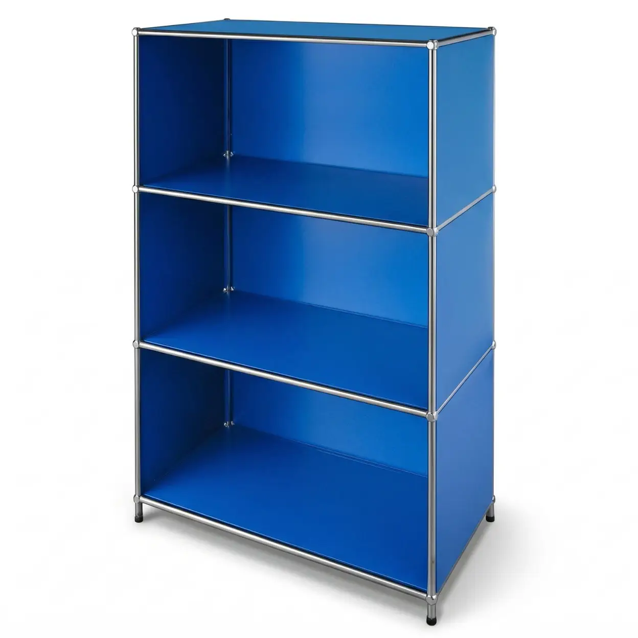 Floordirekt Konzept Epure MK-101 Metallregal - 4 Regalböden mit Seitenteilen, Schwarz Weiß Grau Blau, 75 x 40 x 120 cm Blau | Heimaufbewahrung