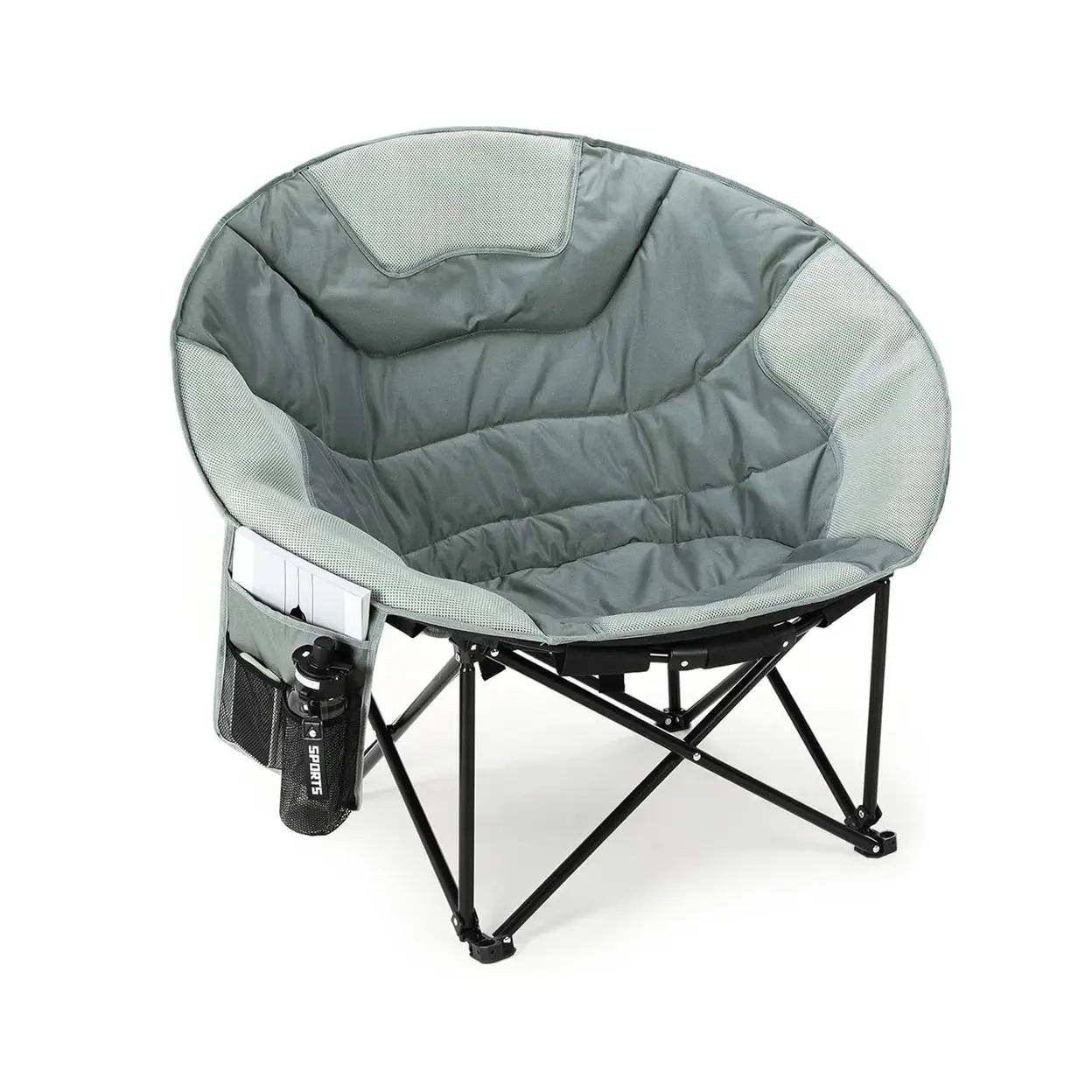 Folding Moon Campingstuhl 105x83x95 cm, Gepolsterter Sitz & atmungsaktives Netzgewebe, Getränkehalter, Rutschfeste Füße, Aufbewahrungstasche, 150 kg Belastbarkeit, Tragbarer Stuhl für Garten, Angeln & Outdoor | Gartenmöbel & Zubehör