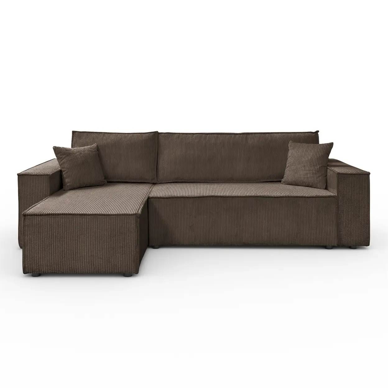 Universelle große L-förmige Polster Couch CARLOS (B 247 cm x T 143 cm), Braun Cordstoff