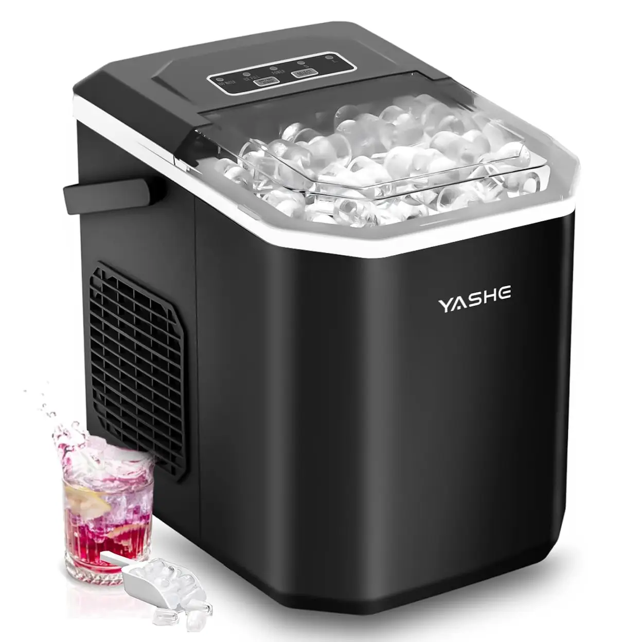 YASHE HZB-12/G Eiswürfelmaschine 26 lb/Tag, 9 Eiswürfel in 6 Minuten, 2 Eiswürfelgrößen, Selbstreinigung | Eiswürfelmaschinen