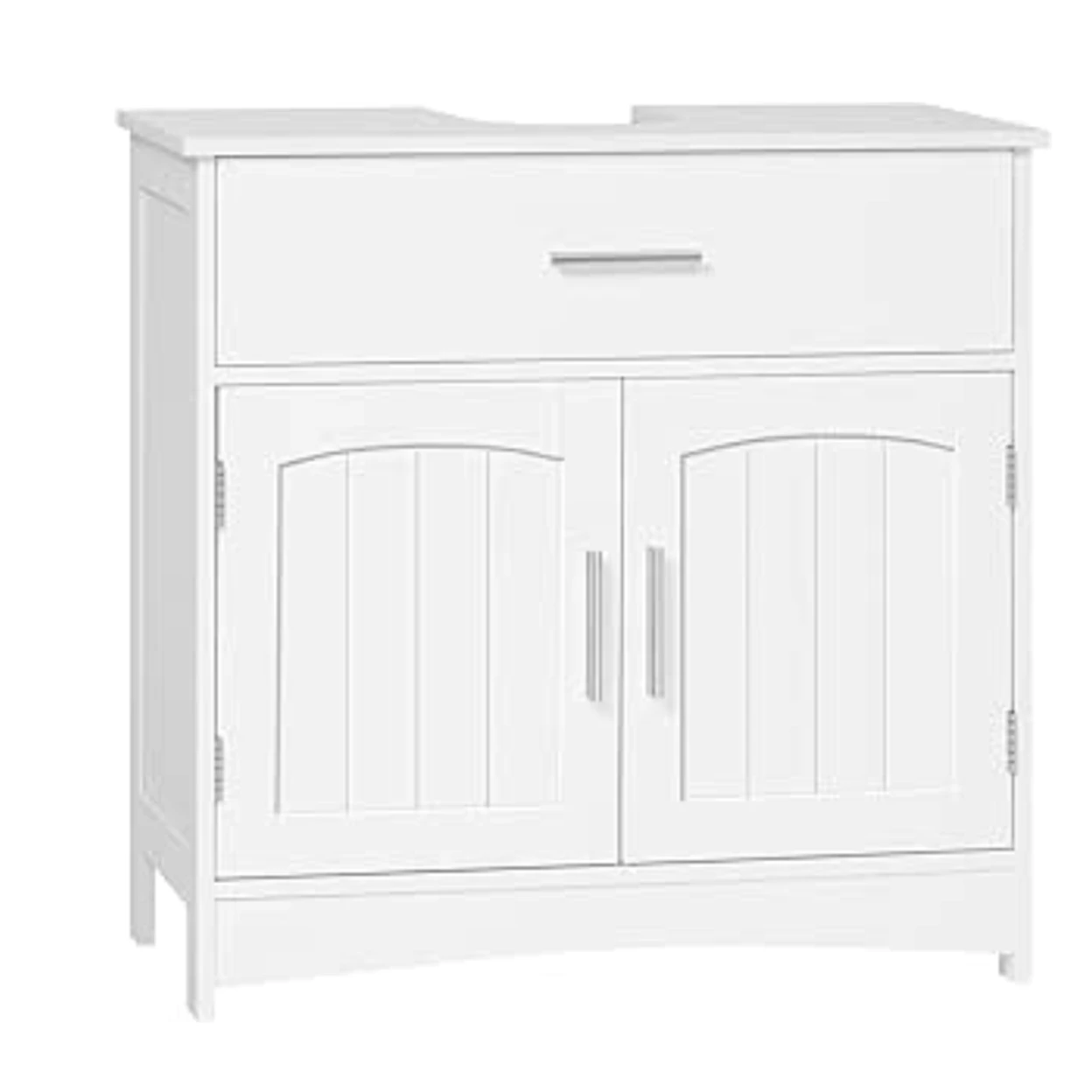 Bambus Waschbeckenunterschrank ESituro Waschbeckenunterschrank Bambus  60x60x30 Cm  Badezimmer Unterschrank Mit 2 Lamellentren & Verstellbarer  Ablage, Natur