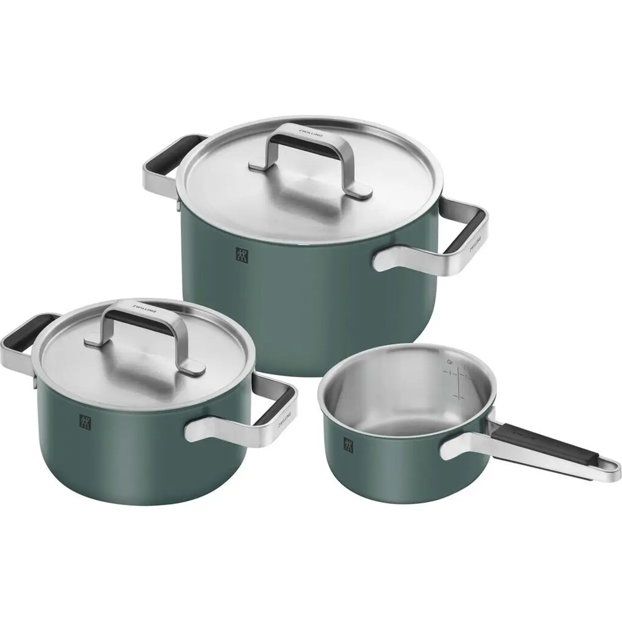 ZWILLING Kochgeschirrset, 3tlg | rund | 18/10 Edelstahl | Grün
