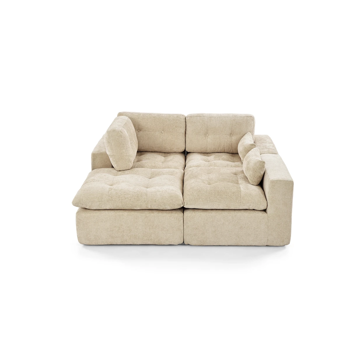 GOEURVANT Modulares Sofa Set, Flexibles Polstersofa mit Hocker, Moderne Wohnlandschaft mit Kissen & Tiefer Sitzfläche für Wohnzimmer, Apartment (2, 3 & 4-Sitzer) 3-Sitzer mit Ottomane Beige | Sofas, Sessel & Hocker