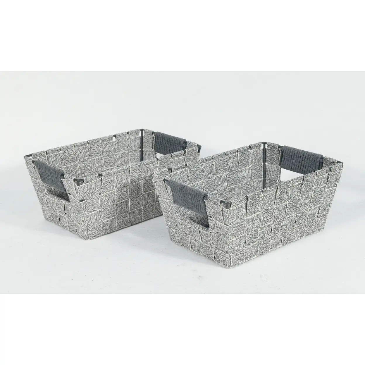 KEVAHOME 2er-Set kleine Körbe mit Baumwollgurt-Grau 10x7x4,5''H | Heimaufbewahrung
